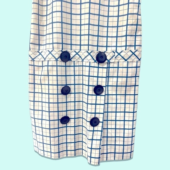 VINTAGE Mod A-Line 50s dress sz XS/S Fit & Flare VTG 60s minimalist checks frock - Picture 2 of 6